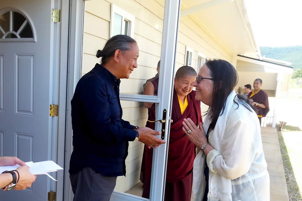 HE Dzigar Kongtrul Rinpoche with Lopön Helen Berliner after blessing her retreat room.