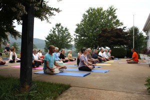 A morning session of Pranayama yoga led by Ven. Acarya Namdrol Gyatso.