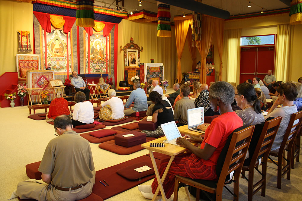 Students listen to Dr. Shakya Dorje teaching on the Art of Tibetan Medicine.