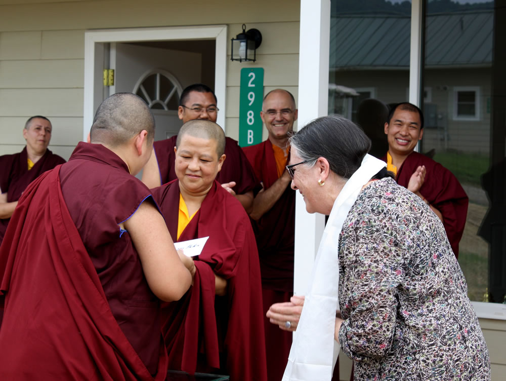 HE Jetsün Khandro Rinpoche presents Lopön Helen Berliner with the key to her room