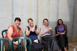 Residents enjoying the traditional tea and saffron rice