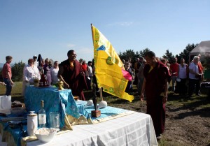 Ven. Acarya Namdrol Gyatso and Ven. Thrinley Gyaltsen celebrate.