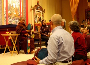 Jetsün Khandro Rinpoche and Jetsün Dechen Paldron with students during Annual Retreat.