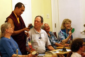 Ven. Thrinley Gyaltsen working with students.