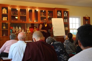 Ven. Acarya Namdrol Gyatso and students during Tibetan language class.