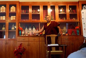 Ven. Acarya Namdrol Gyatso teaching students.