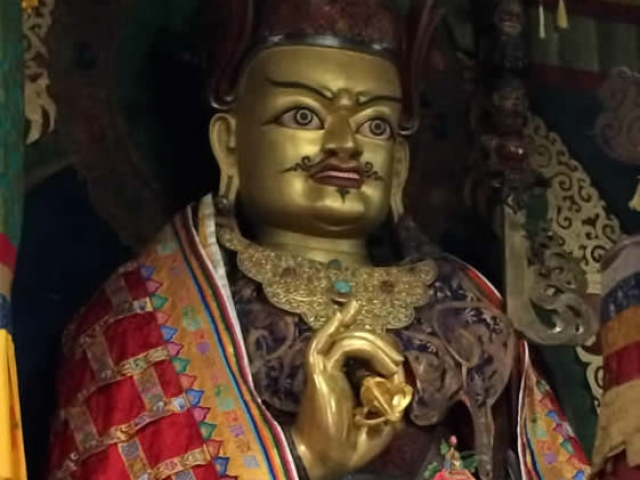 Longchenpa statue in the Tarpaling Shrine Room. Bhutan, March 2016.