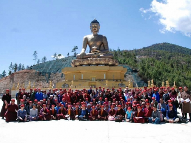 At the site of the great Shakyamuni Buddha statue at Thimpu. Bhutan, 2016.