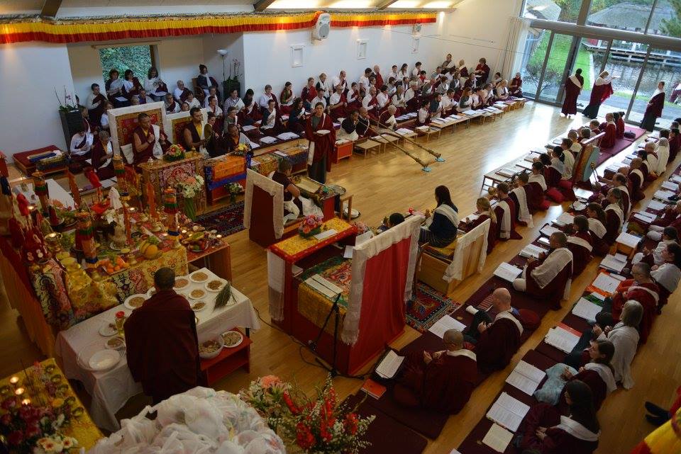 View of the shrine room at Oberlethe, Germany. Mahasangha 2016.