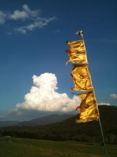 Prayer flags at Lotus Garden