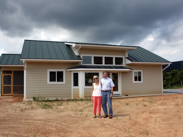 Gay and Jud Williams at their newly completed retreat cabin.