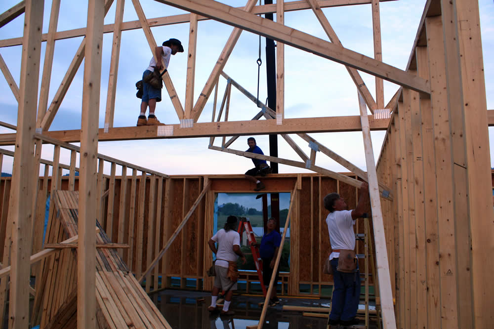 JUNE 14-Intetior view of workers attaching first hip tail.