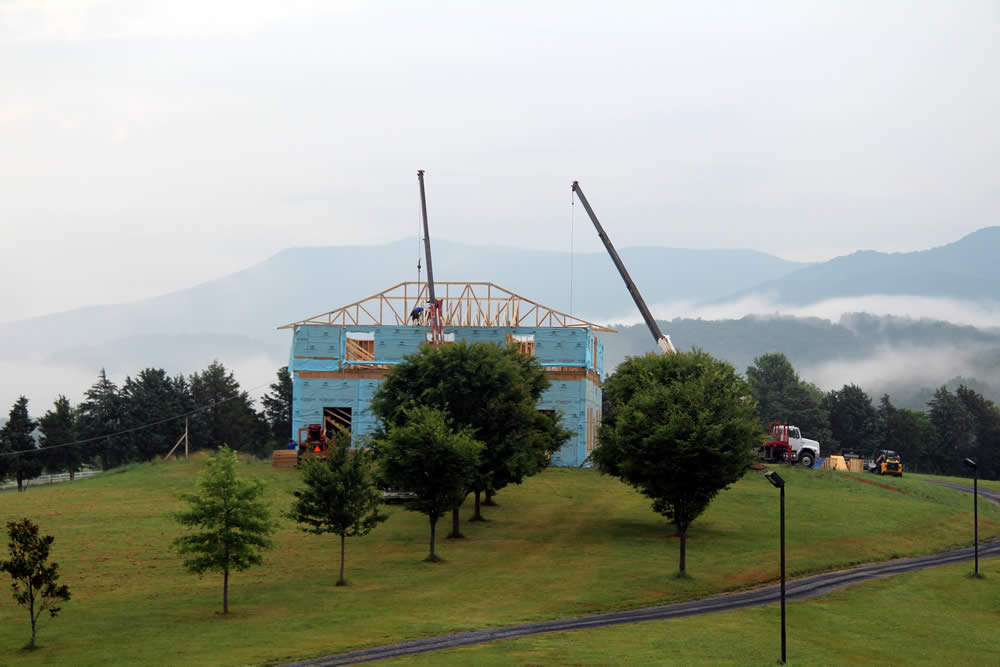 JULY 14-View of roof installation from Main Shrine Room.