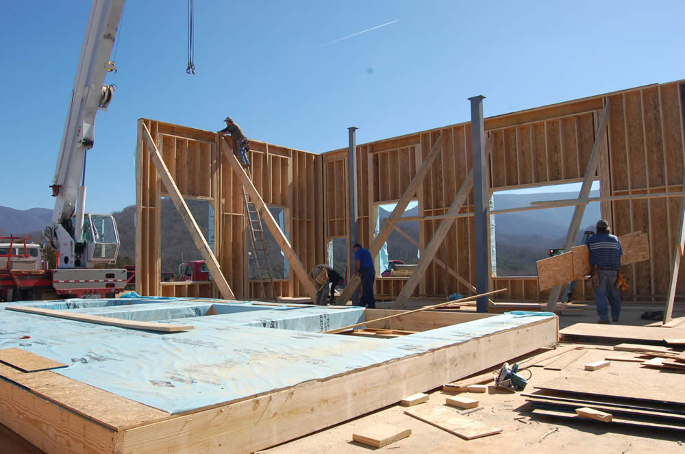 25 FEBRUARY—View of wall installation.