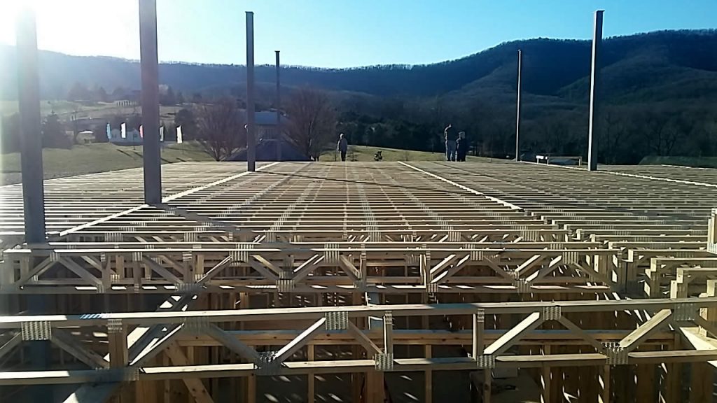 In December 2016 workers began to install the first floor.
