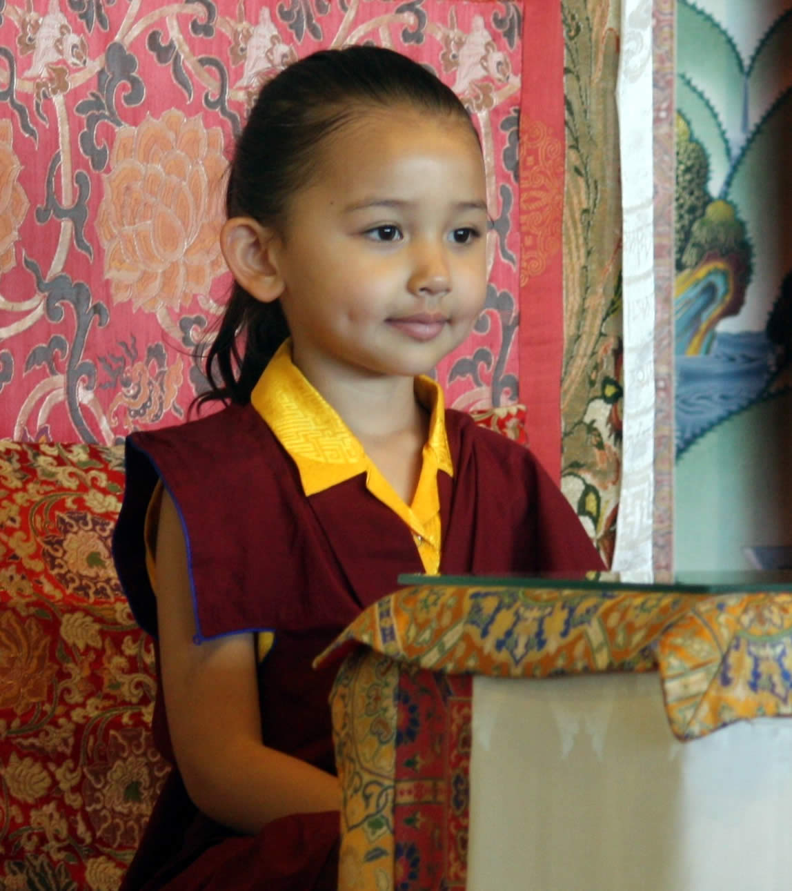 Minling Jetsün Rinpoche during prayers on Dungse Rinpoche's 3rd birthday