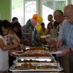 Sangha members at lunch