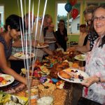 Sangha members at lunch