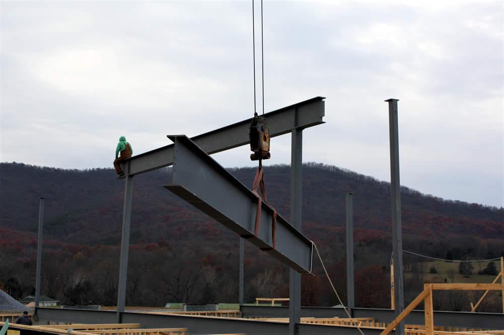 Steel beams are installed in November of 2016.