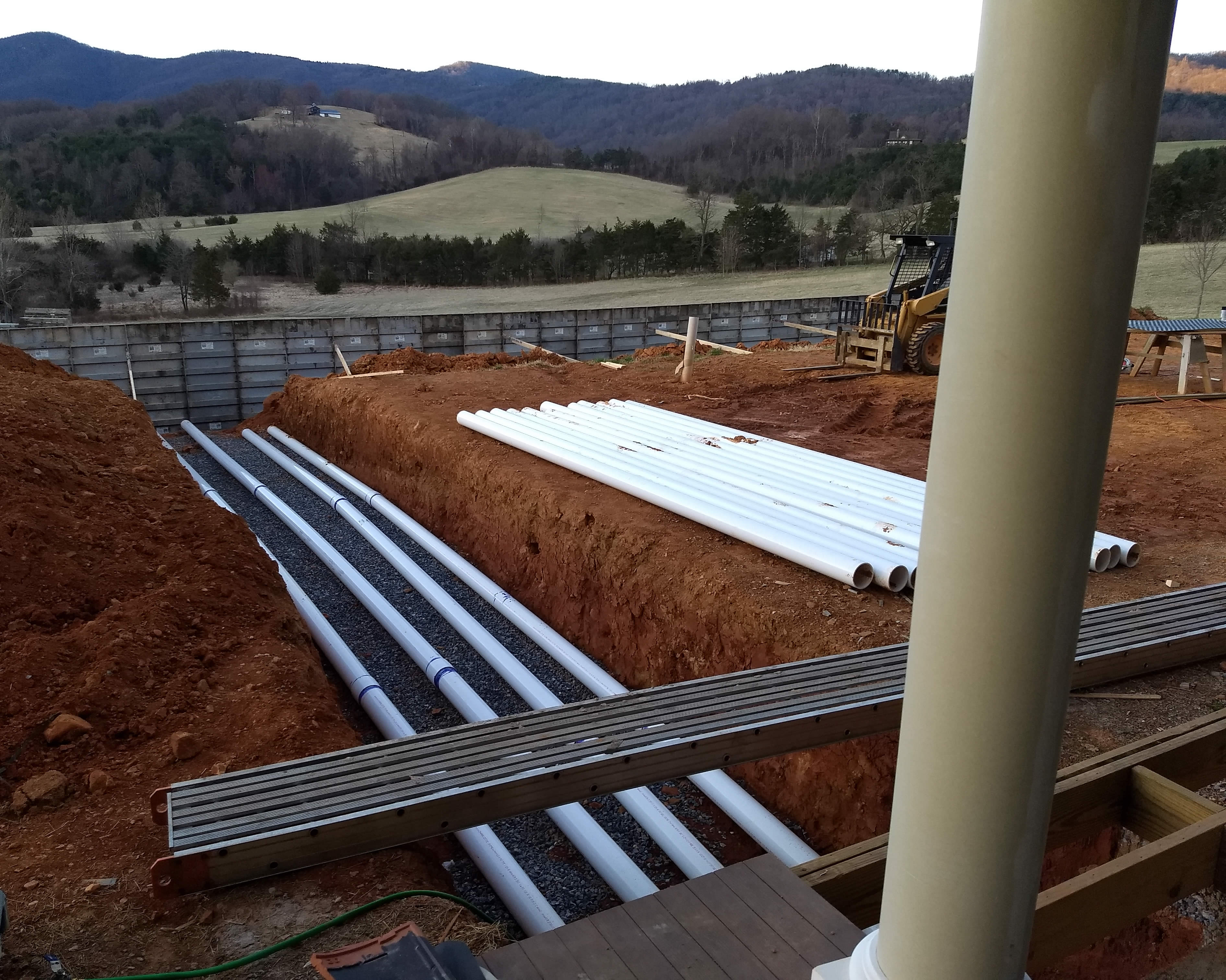 28 March 2019 - Beginning to lay conduit for the HVAC (heating and cooling system)