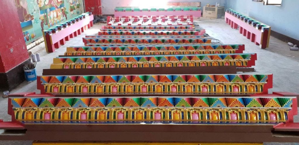 Temple door frames await shipping to Lotus Garden from Mindrolling Monastery.