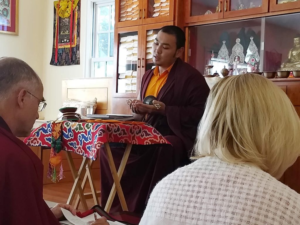 Ven. Choktrul Ngawang Jigdral Rinpoche during the Vajrasattva (Minling Dorsem) liturgy review