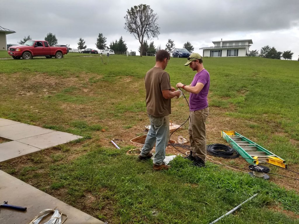 Preparing cat6 cable which will connect the network server to the cabins