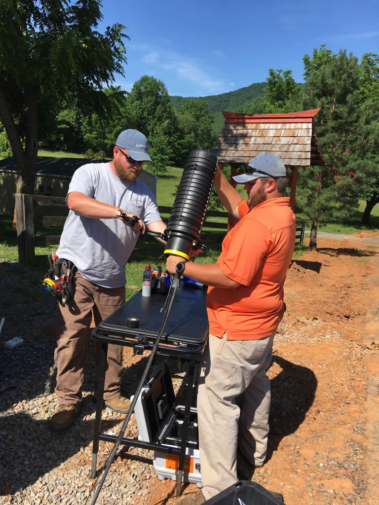 Shentel technicians utilize a T-Can which houses, waterproofs and protects spliced cables.