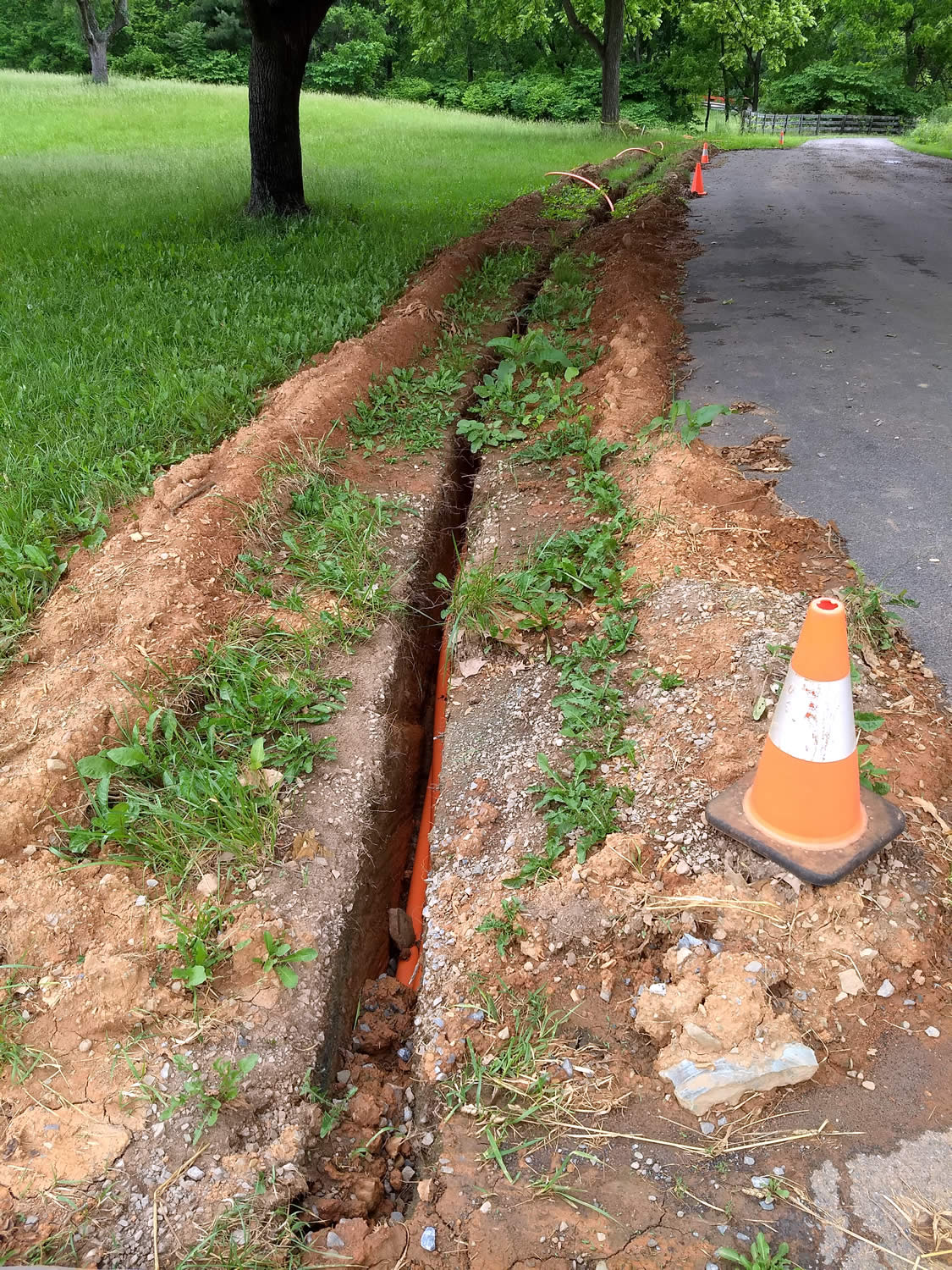View of trench and conduit on Bodhi Way