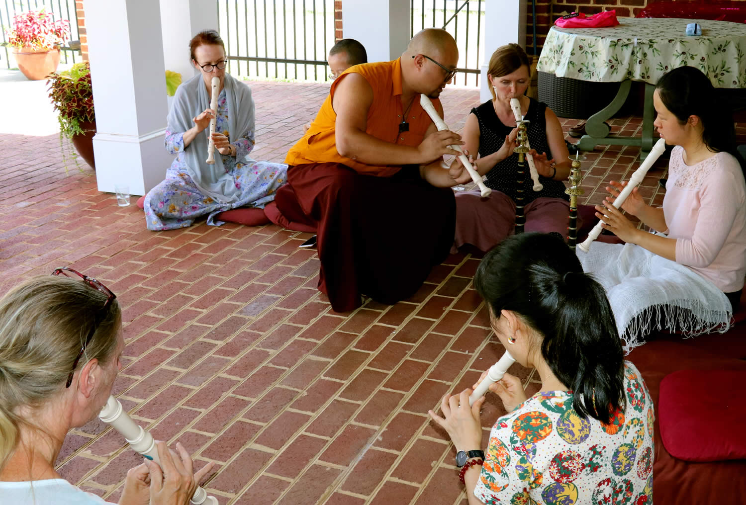 Ven. Lama Sonam Tobgay working with gyaling students