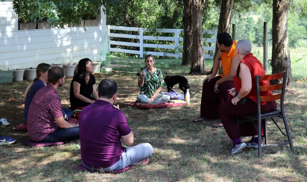 Ven. Choktrul Ngawang Jigdral Rinpoche and Drolma Choedron with kangling students