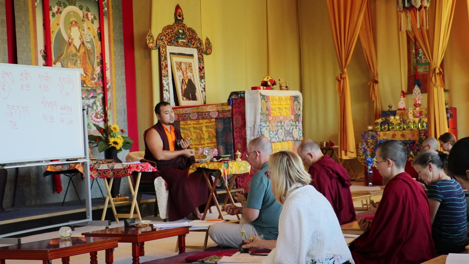 Ven. Choktrul Ngawang Jigdral Rinpoche leads a review of the Troma Nagmo liturgy